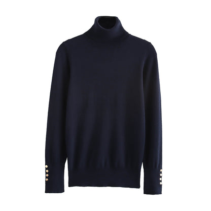 Pull à col roulé pour dames avec des détails de boutons élégants Chic und Stil