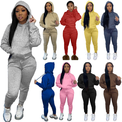 Dames Ensemble de jogging sportif avec capuche et taille élastique Chic und Stil