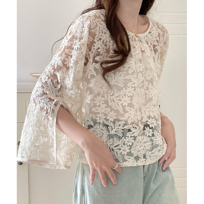 Blouse en dentelle florale pour femmes Chic und Stil