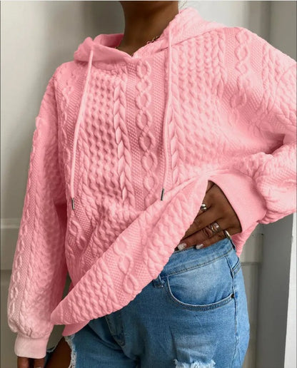 Pull en tricot oversized pour femmes avec effet câble créatif et capuche Chic und Stil