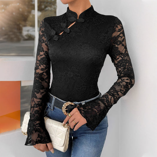 Body en dentelle pour femme avec détail col mandarin Chic und Stil