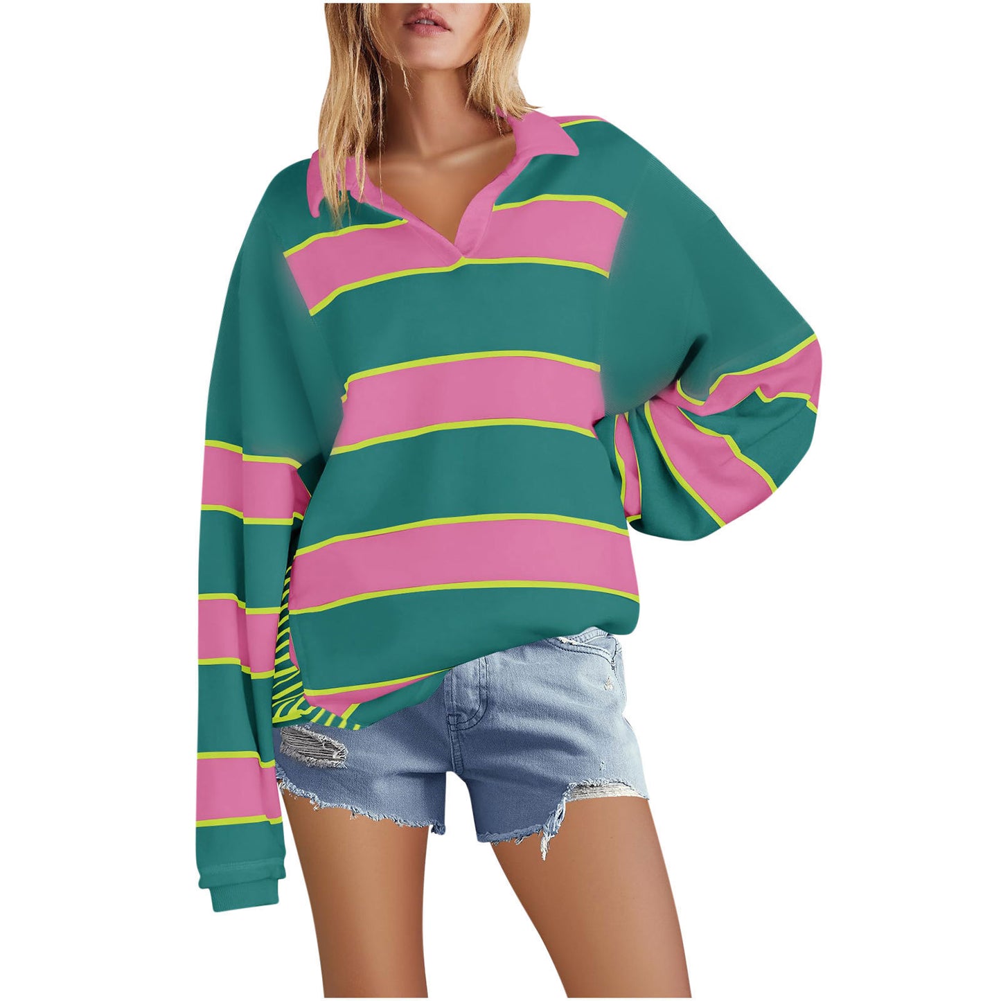 Pull ample dames avec design rayé et coupe lâche Chic und Stil