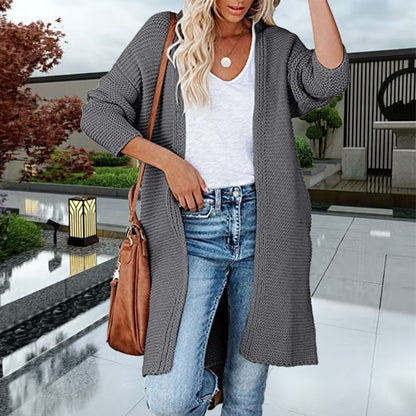 Dames gros tricot cardigan avec des ouvertures à l'avant et des poches pratiques Chic und Stil