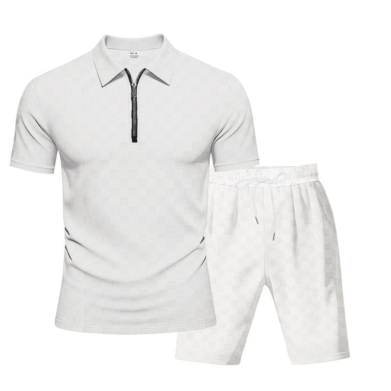 Hommes Ensemble de sport à manches courtes avec design structuré de haute qualité Chic und Stil