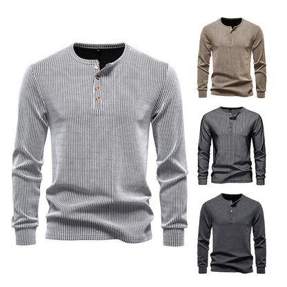 Chemise Henley à manches longues pour hommes avec motif rayé texturé Chic und Stil