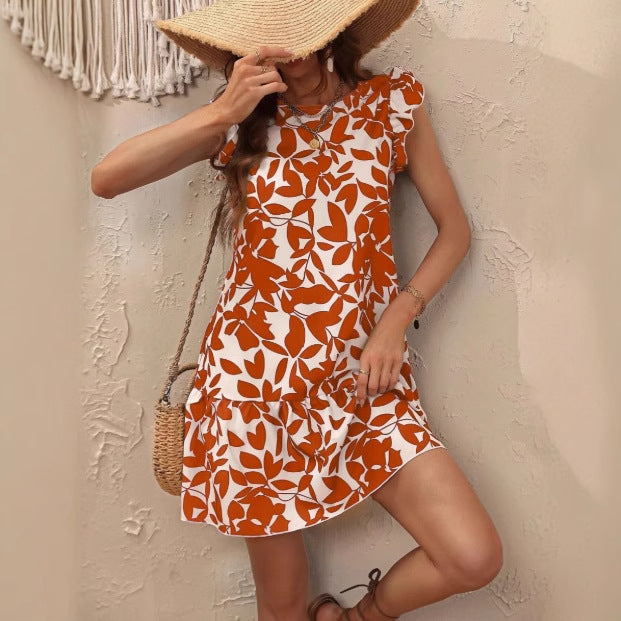 Robes d'été Chic und Stil à volants à manches froncées pour dames