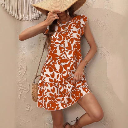 Robes d'été Chic und Stil à volants à manches froncées pour dames