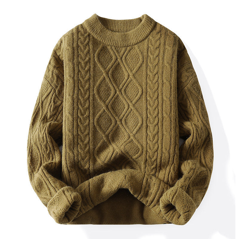 Pull-over en maille épaisse pour femmes avec un motif de torsade contemporain et un col rond classique Chic und Stil