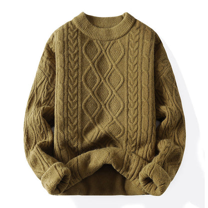 Pull-over en maille épaisse pour femmes avec un motif de torsade contemporain et un col rond classique Chic und Stil