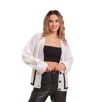 Cardigan en tricot épais pour femmes avec des détails de bouton modernes et une coupe décontractée Chic und Stil