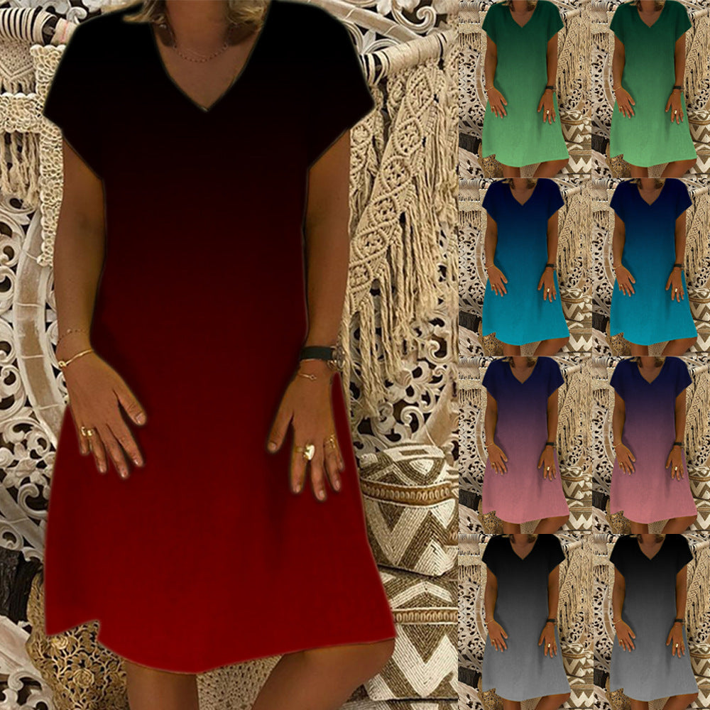 Dames loisirs robe shift col en V Chic und Stil