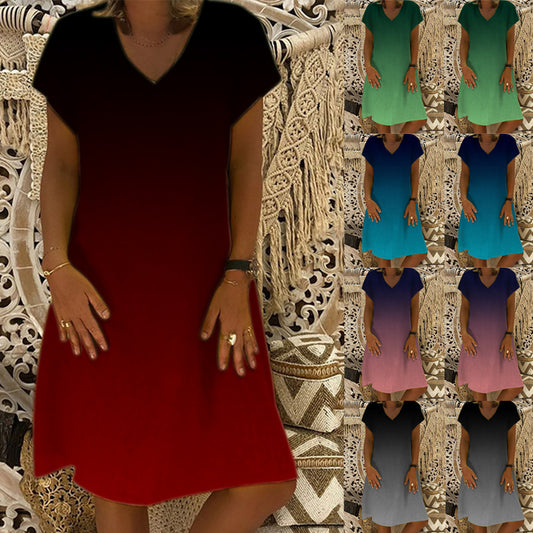 Dames loisirs robe shift col en V Chic und Stil