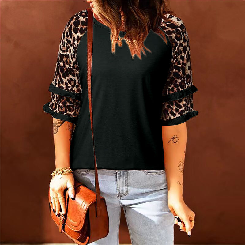 Dames Chic motif animal manches haut Chic und Stil