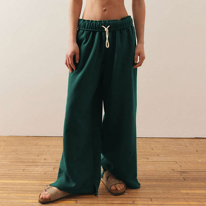 Chic and Stylish wide casual pants for ladies with elastic waist and drawstring