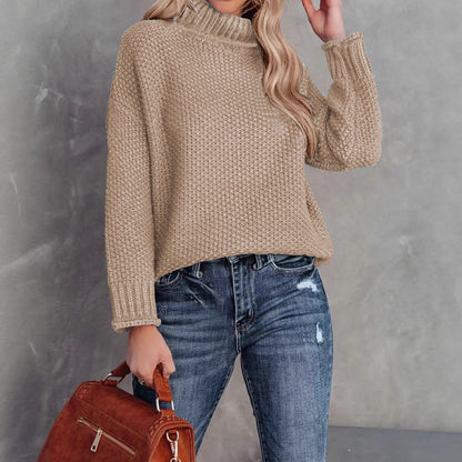 Pull en tricot confortable pour femmes avec col montant et structure aérée Chic und Stil