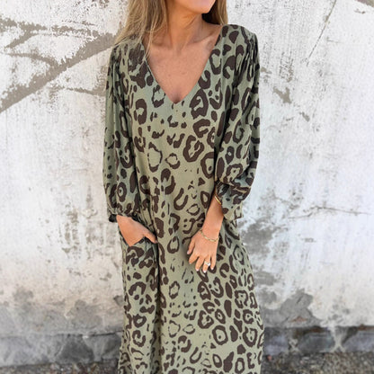 Robe maxi à décolleté en V pour femmes avec poches latérales et coupe décontractée Chic und Stil