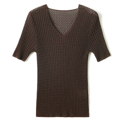 Top en tricot texturé à manches courtes pour femmes Chic und Stil