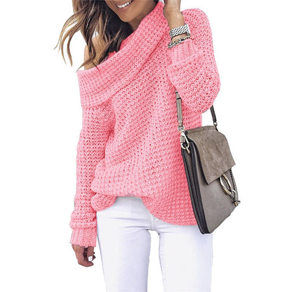 Pull en tricot oversized pour dames avec col châle élégant et motif texturé Chic und Stil