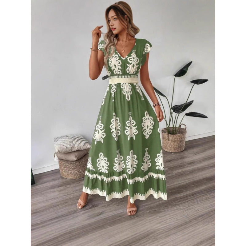 Robe maxi à décolleté en V brodée pour femmes Chic und Stil