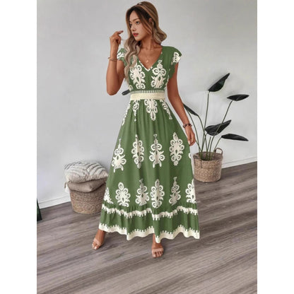Robe maxi à décolleté en V brodée pour femmes Chic und Stil