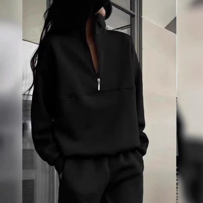 Women's high collar pullover with half zipper Chic und Stil