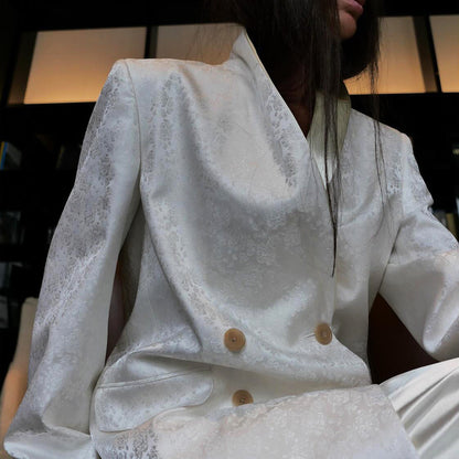 Dames Élégant Blazer en Jacquard avec Col Revers Chic und Stil