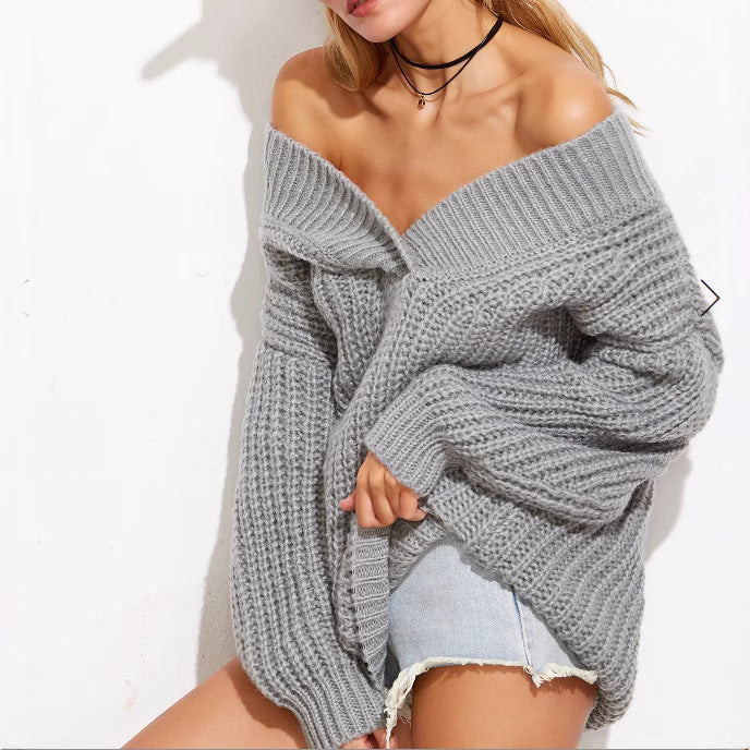 Pull en grosse maille pour femmes avec design décolleté et coupe oversized Chic und Still