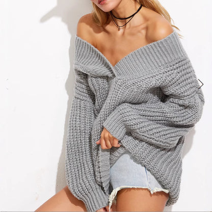 Pull en grosse maille pour femmes avec design décolleté et coupe oversized Chic und Still