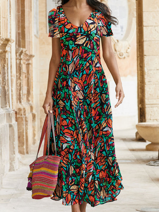 Robe maxi femme avec motif floral et manches volumineuses Chic und Stil