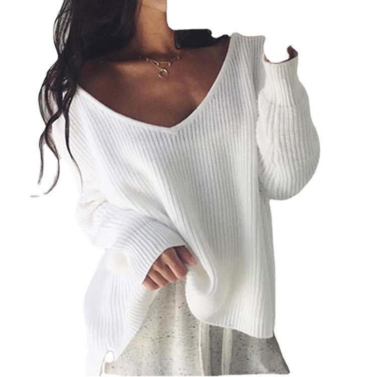 Pull-over oversized décontracté pour femmes avec coupe asymétrique et encolure ronde profonde Chic und Stil
