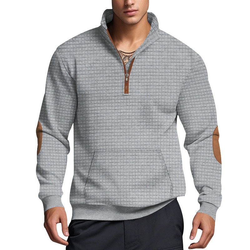 Structured fleece pullover for men with trendy high collar Chic und Stil