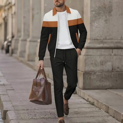 Trendy leisure jacket for men with textured design and comfortable jogger pants Chic and Style