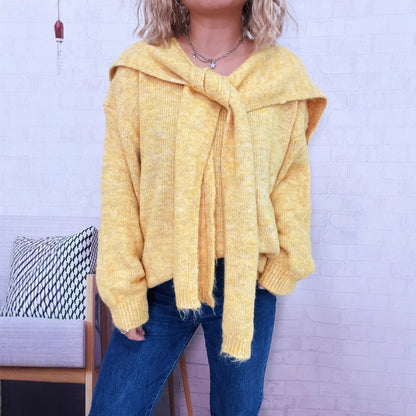Pull de laine décontracté pour femmes avec capuche amovible et détails de boutons Chic und Stil