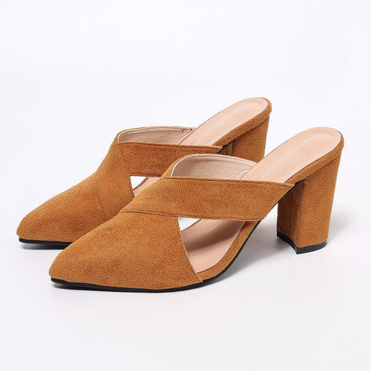 Mules pour femmes avec bande croisée élégante et talon bloc confortable Chic und Stil