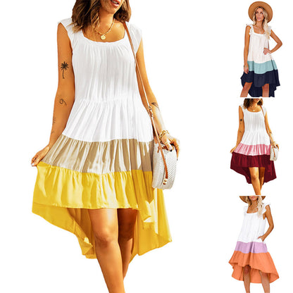 Robe midi color block à volants pour femmes Chic und Stil