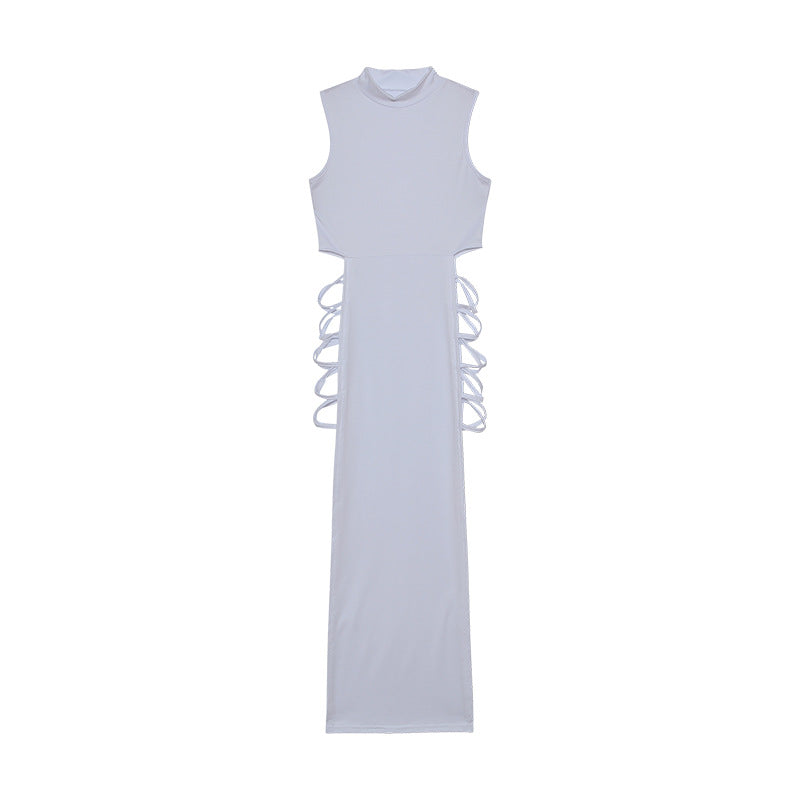 Robe maxi sans manches à découpes pour femmes avec lacets sur le côté Chic und Stil