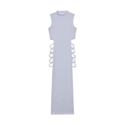 Robe maxi sans manches à découpes pour femmes avec lacets sur le côté Chic und Stil
