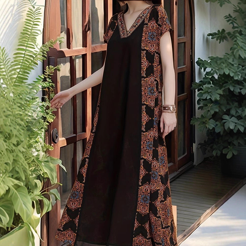 Robe maxi pour femmes avec des détails de broderie élaborés et une coupe fluide Chic und Stil