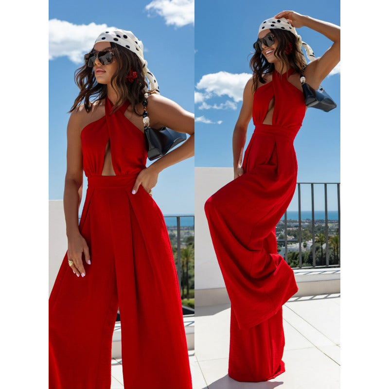 Dames Col Haut Découpe Combinaison Chic und Stil