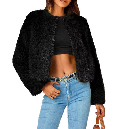 Dame Veste en fourrure courte confortable Chic und Stil