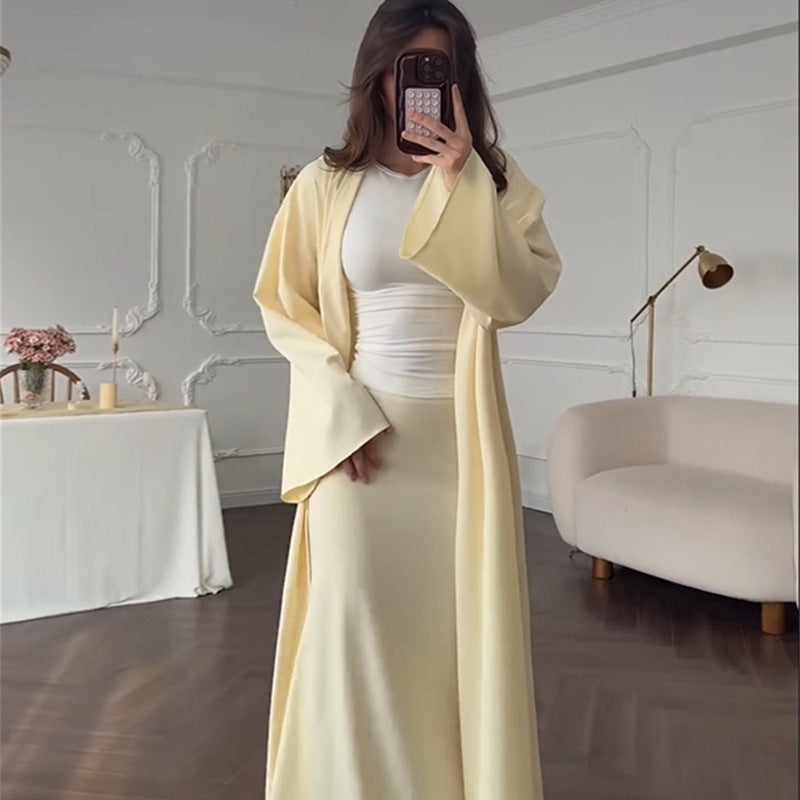 Dames élégant manteau long avec silhouette fluide Chic und Stil