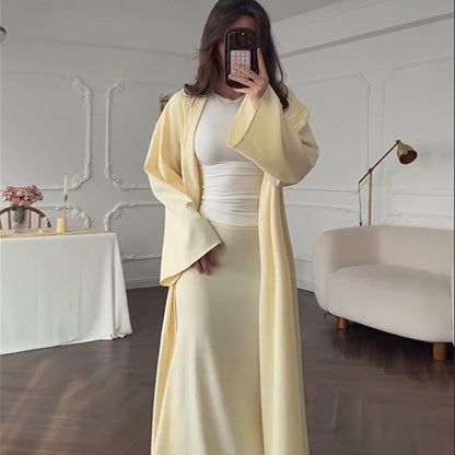 Dames élégant manteau long avec silhouette fluide Chic und Stil