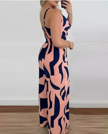 Dames Combinaison à Imprimé Floral à Jambes Larges Chic und Stil