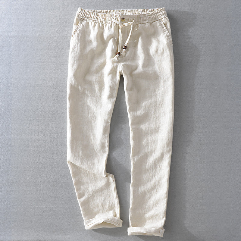 Casual linen pants for ladies with elastic waist and side pockets Chic and Style