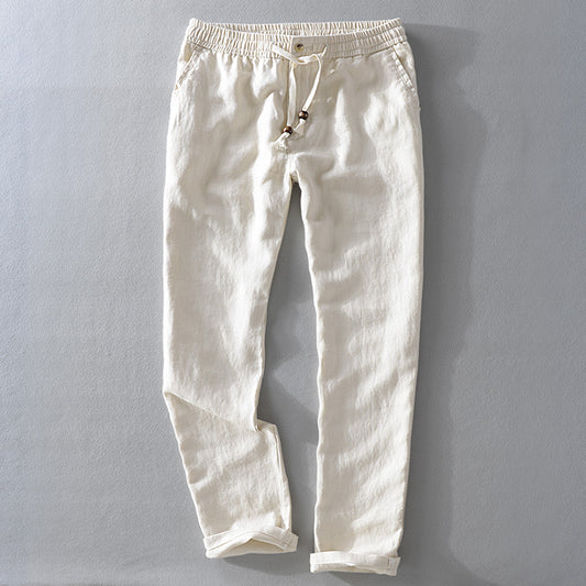 Casual linen pants for ladies with elastic waist and side pockets Chic and Style
