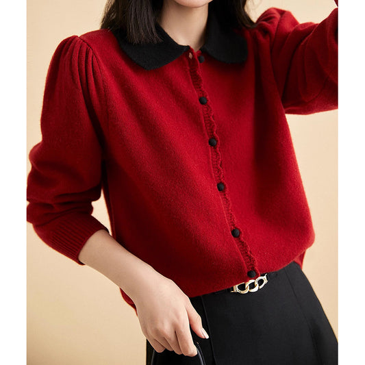 Gilet en tricot texturé pour femmes avec col contrasté Chic und Stil