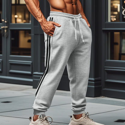Chic and Style Men’s Athletic Training Pants with Side Stripes