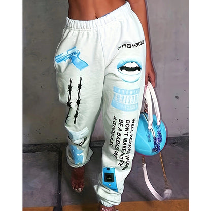 Casual sports pants for women with striking prints and a chic and stylish graphic design