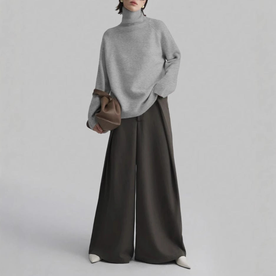 Pull à col roulé féminin à coupe oversize et texture fine Chic und Stil
