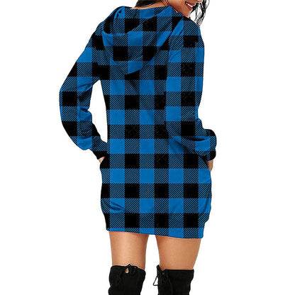 Robe à capuche pour femmes avec motif à carreaux et poches latérales pratiques Chic und Stil